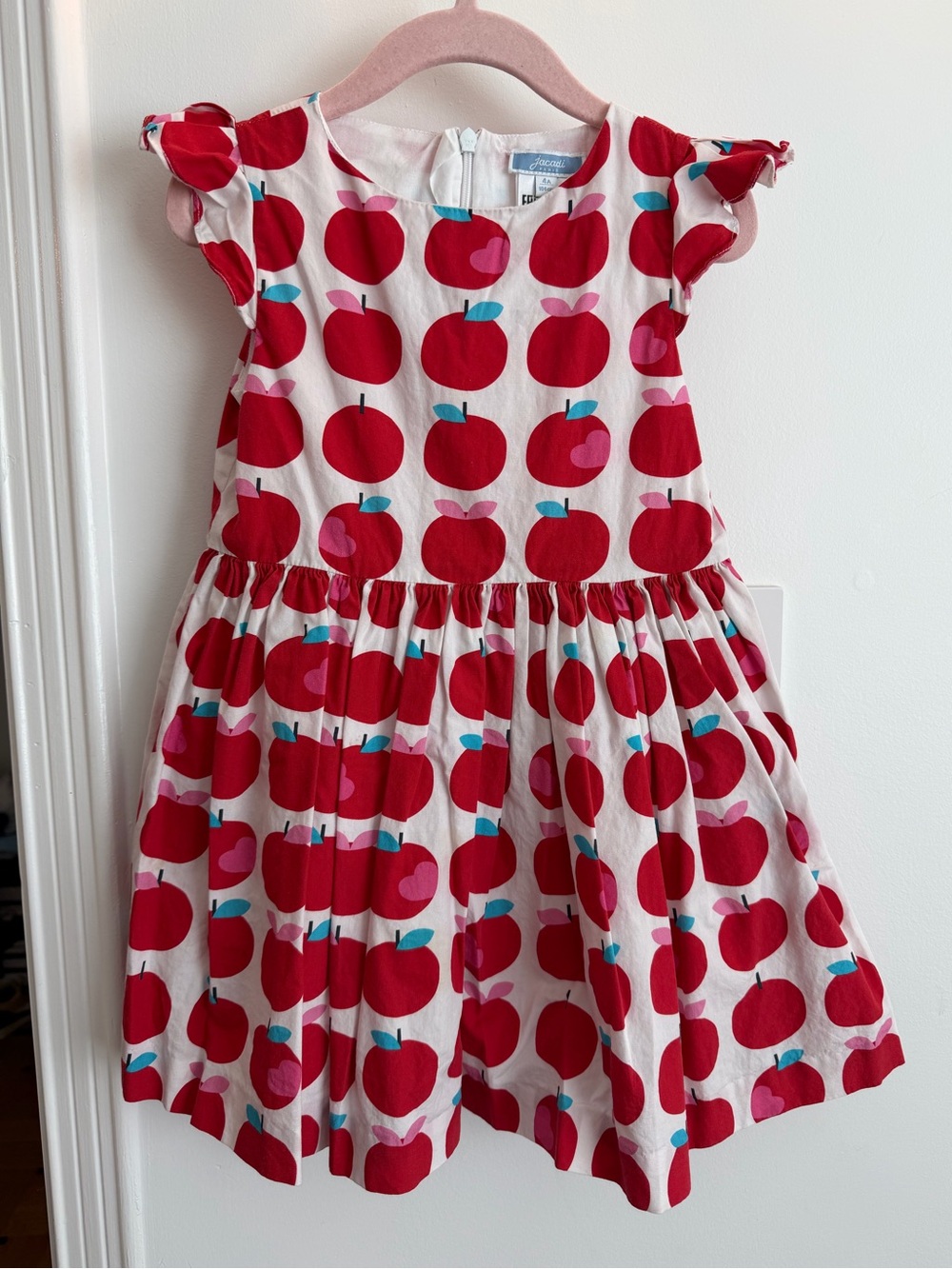 Jacadi Red Apple Print Cotton Dress size 4A